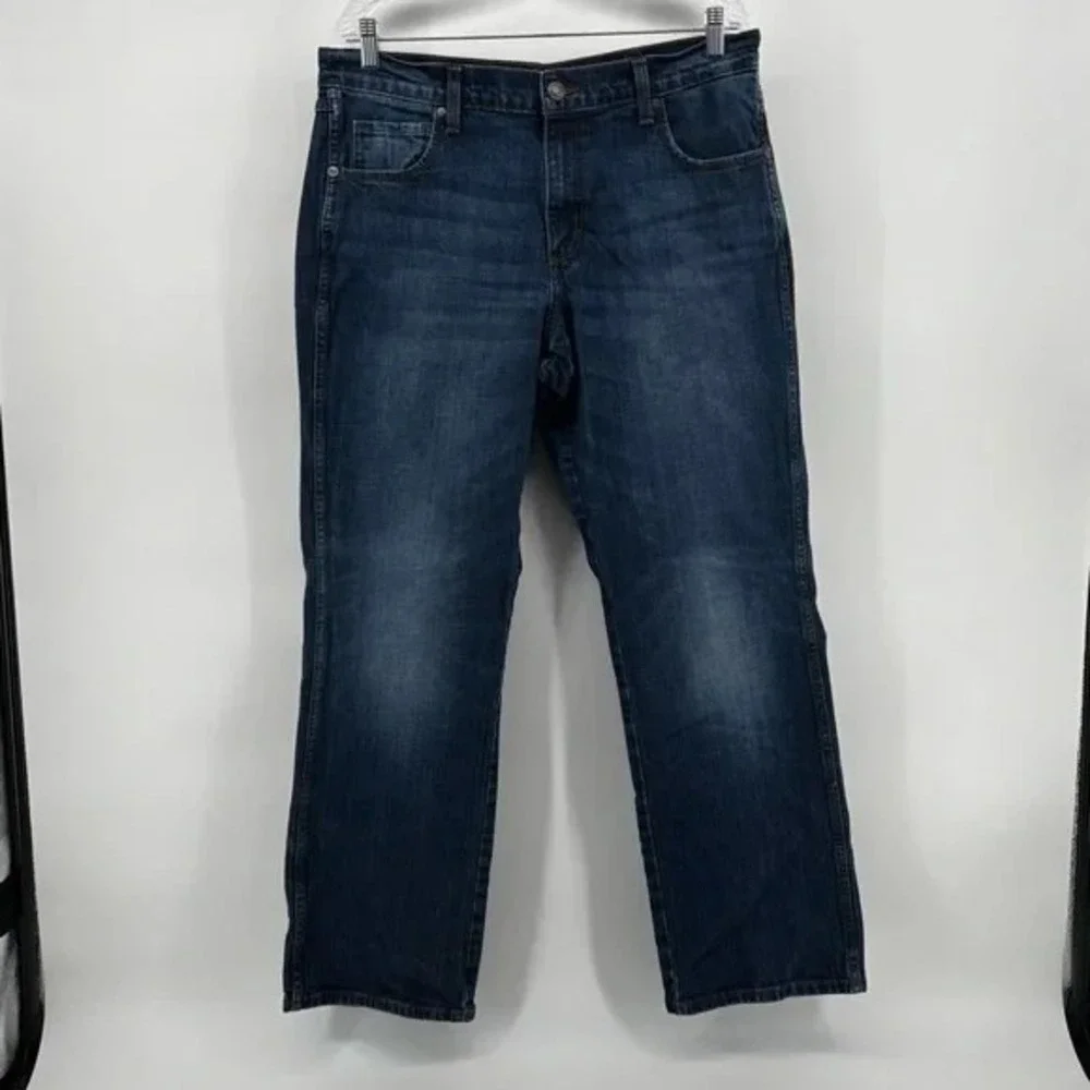 Wrangler Jeans Men 34x31 Dark Wash Retro Relaxed Boot Cut Blue Denim Western